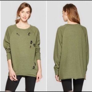 Colsie Oversized Distressed Pullover Lightweight Sweatshirt Size Large